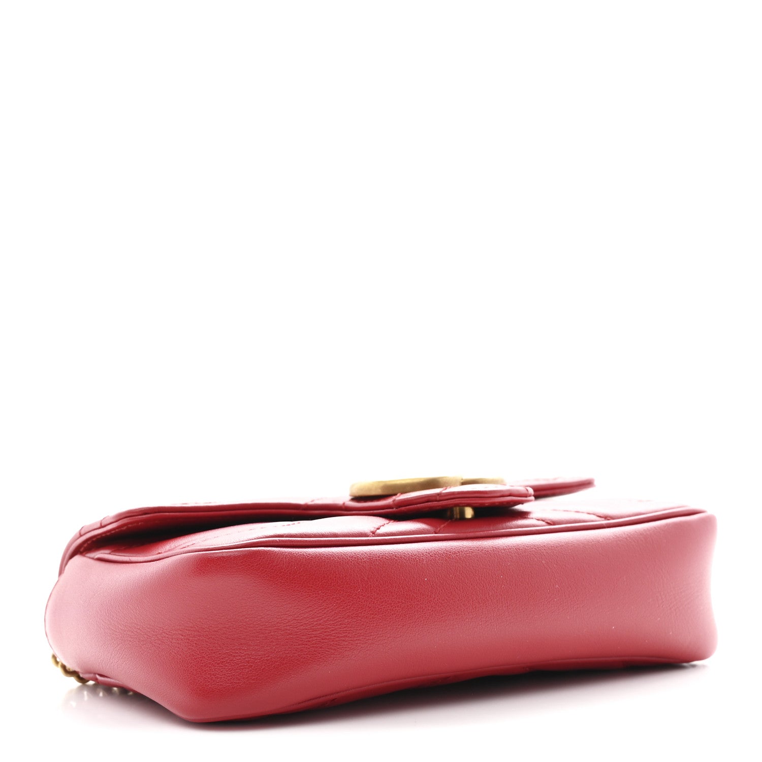 Gucci Calfskin Matelasse Super Mini GG Marmont Shoulder Bag Hibiscus Red 4 of 11