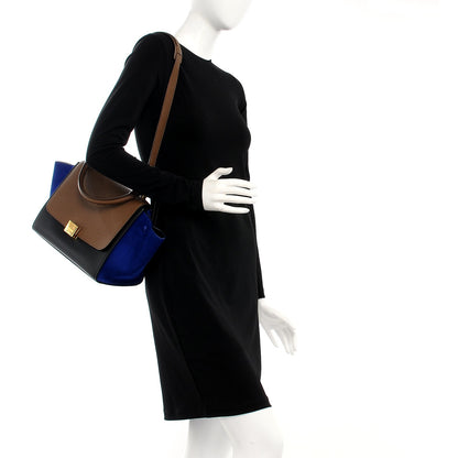 Celine Bullhide Calfskin Nubuck Small Tri-Color Trapeze Coffee 2 of 9