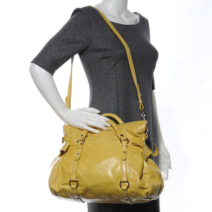 Miu Miu Leather Vitello Lux Bow Bag Polline 2 of 11