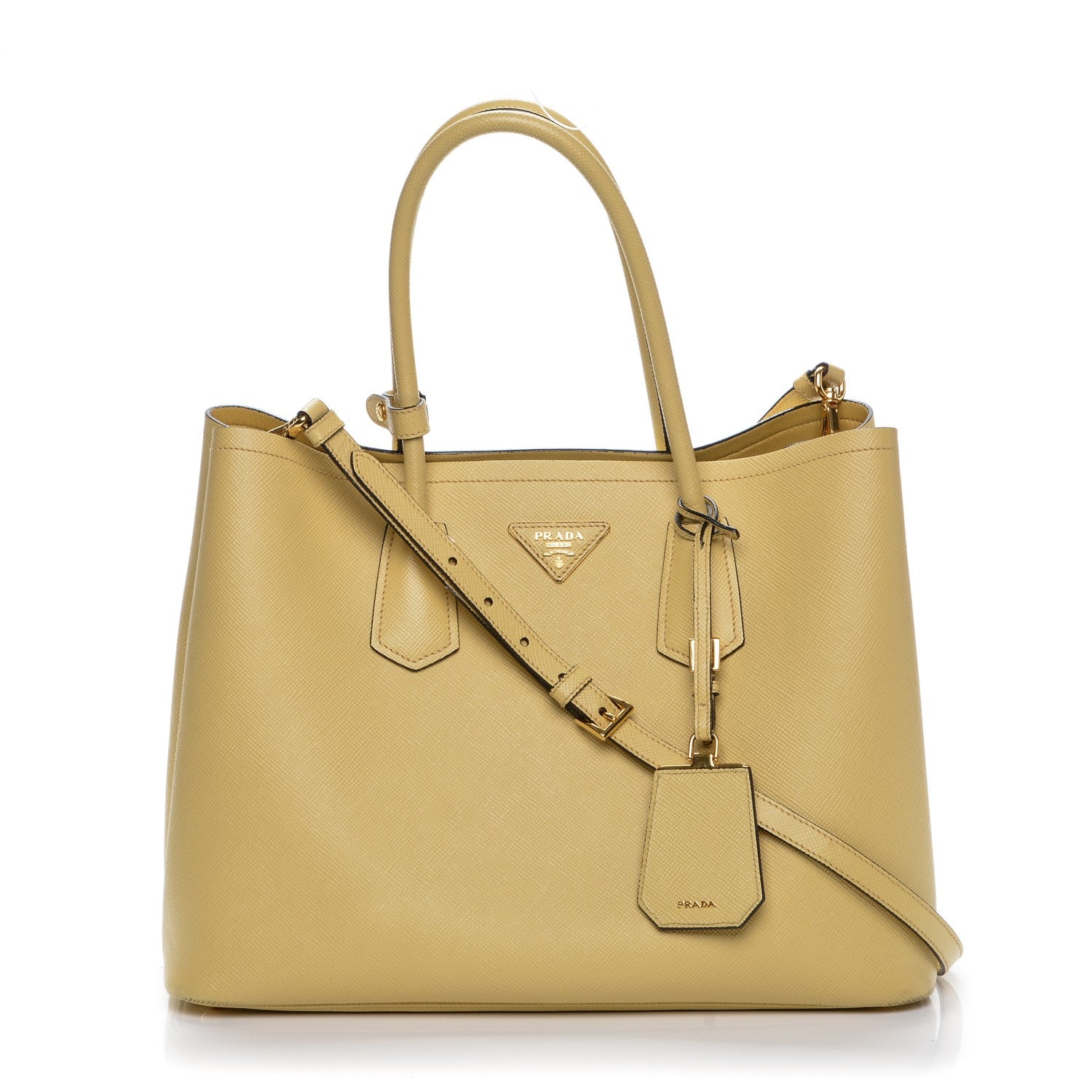 Prada Saffiano Cuir Medium Double Bag Polline 1 of 15