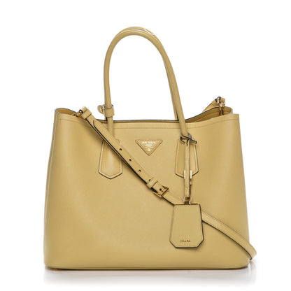 Prada Saffiano Cuir Medium Double Bag Polline 1 of 15