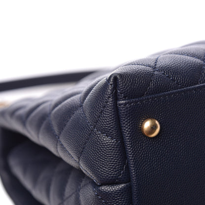 Chanel Caviar Quilted Medium Coco Handle Flap Navy Blue 12 of 13