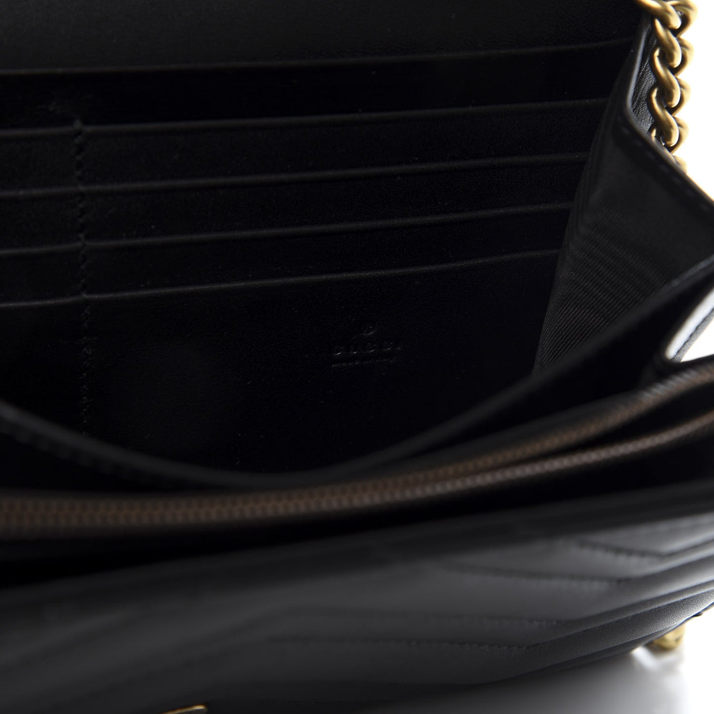 Calfskin Matelasse GG Marmont Chain Wallet Black