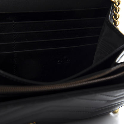 Gucci Calfskin Matelasse GG Marmont Chain Wallet Black 8 of 12