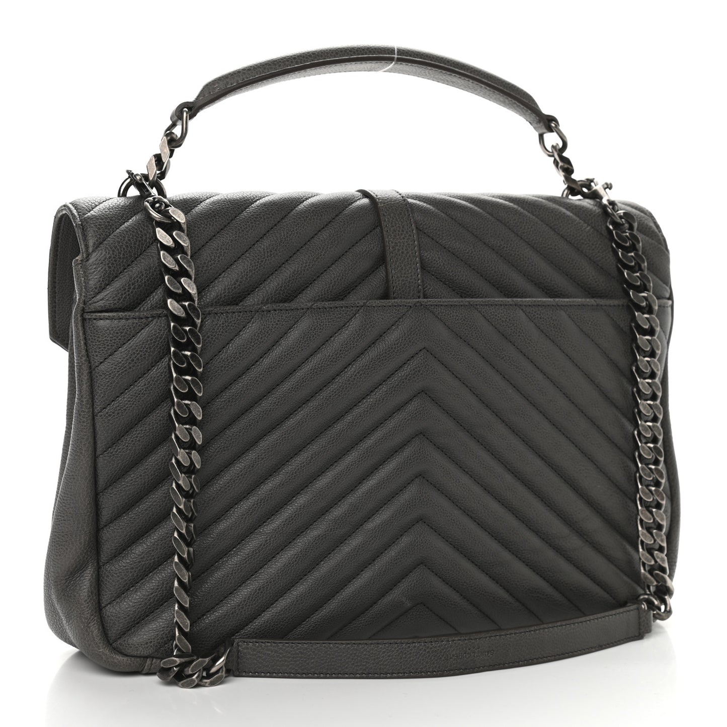 Matelasse Chevron Monogram Large College Satchel Grey