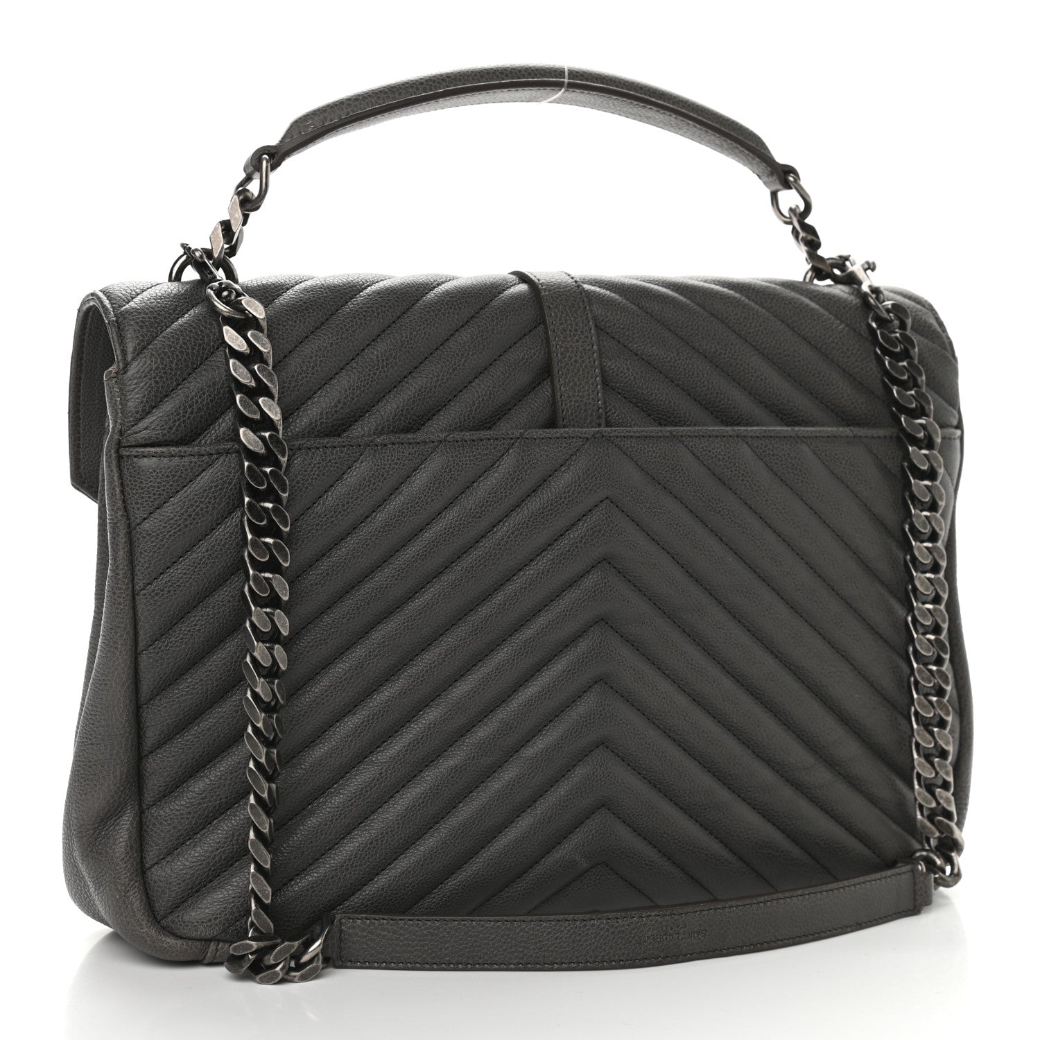 Saint Laurent Matelasse Chevron Monogram Large College Satchel Grey 3 of 9