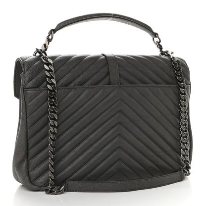 Saint Laurent Matelasse Chevron Monogram Large College Satchel Grey 3 of 9