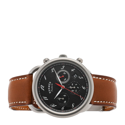 Hermes Titanium Barenia 41mm Chronograph Arceau Automatic Watch Cognac 2 of 5