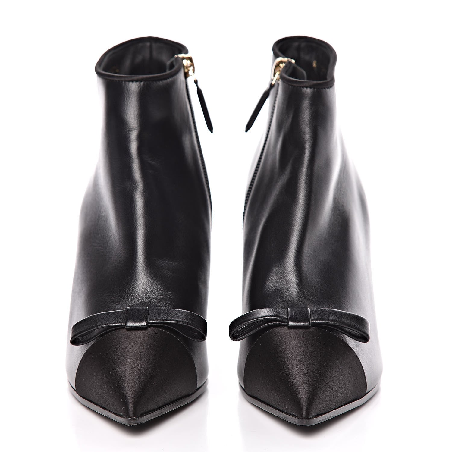 Chanel Lambskin Satin Pointed Toe CC Short Boots 37 Black 2 of 9
