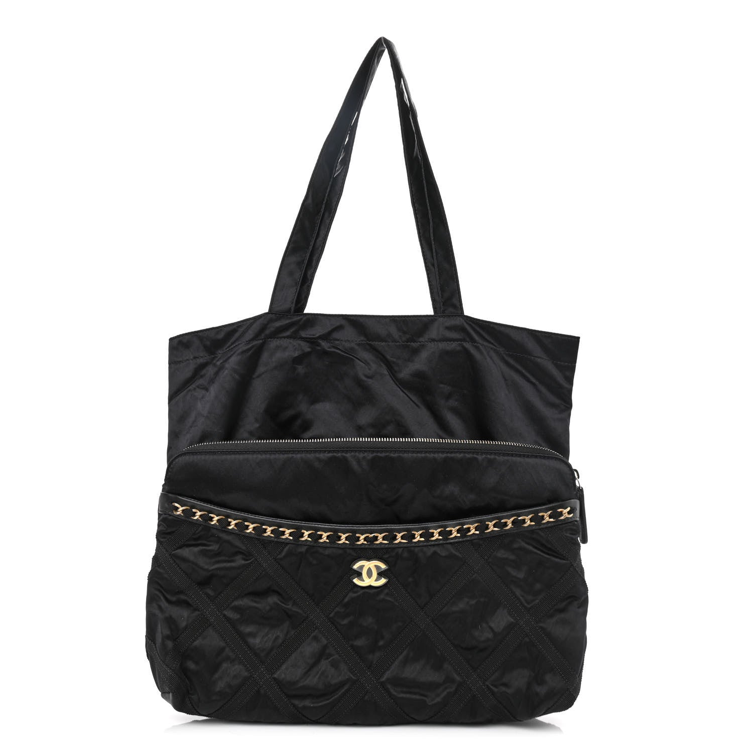 Chanel Nylon Grosgrain Large Lifestyle Pouch With Foldable Tote Black 1 of 11
