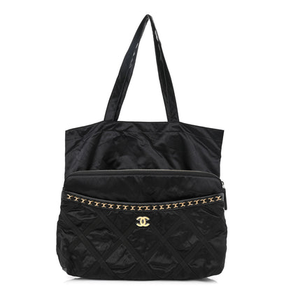 Chanel Nylon Grosgrain Large Lifestyle Pouch With Foldable Tote Black 1 of 11