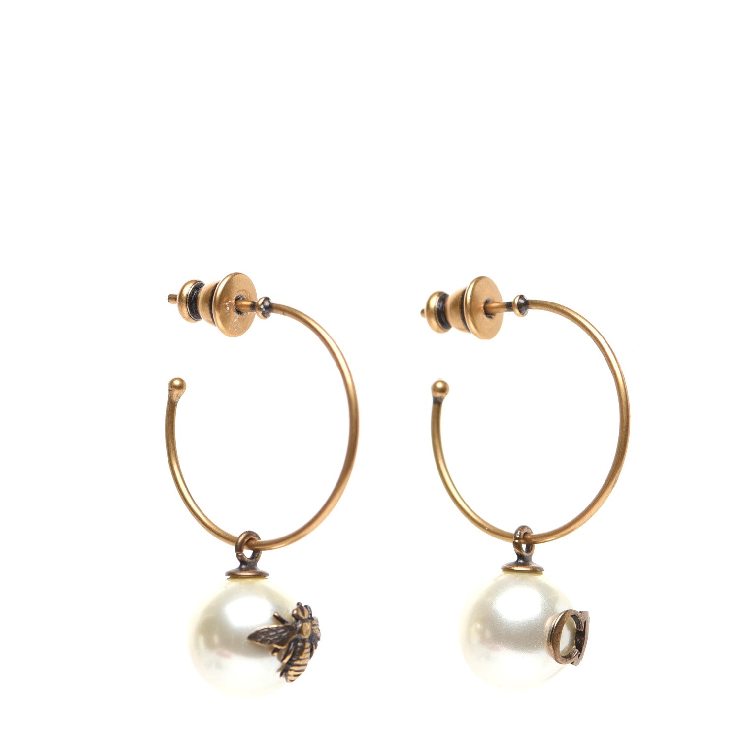 Christian Dior Pearl Bee Star Mise En Dior Tribal Hoop Earrings 3 of 5
