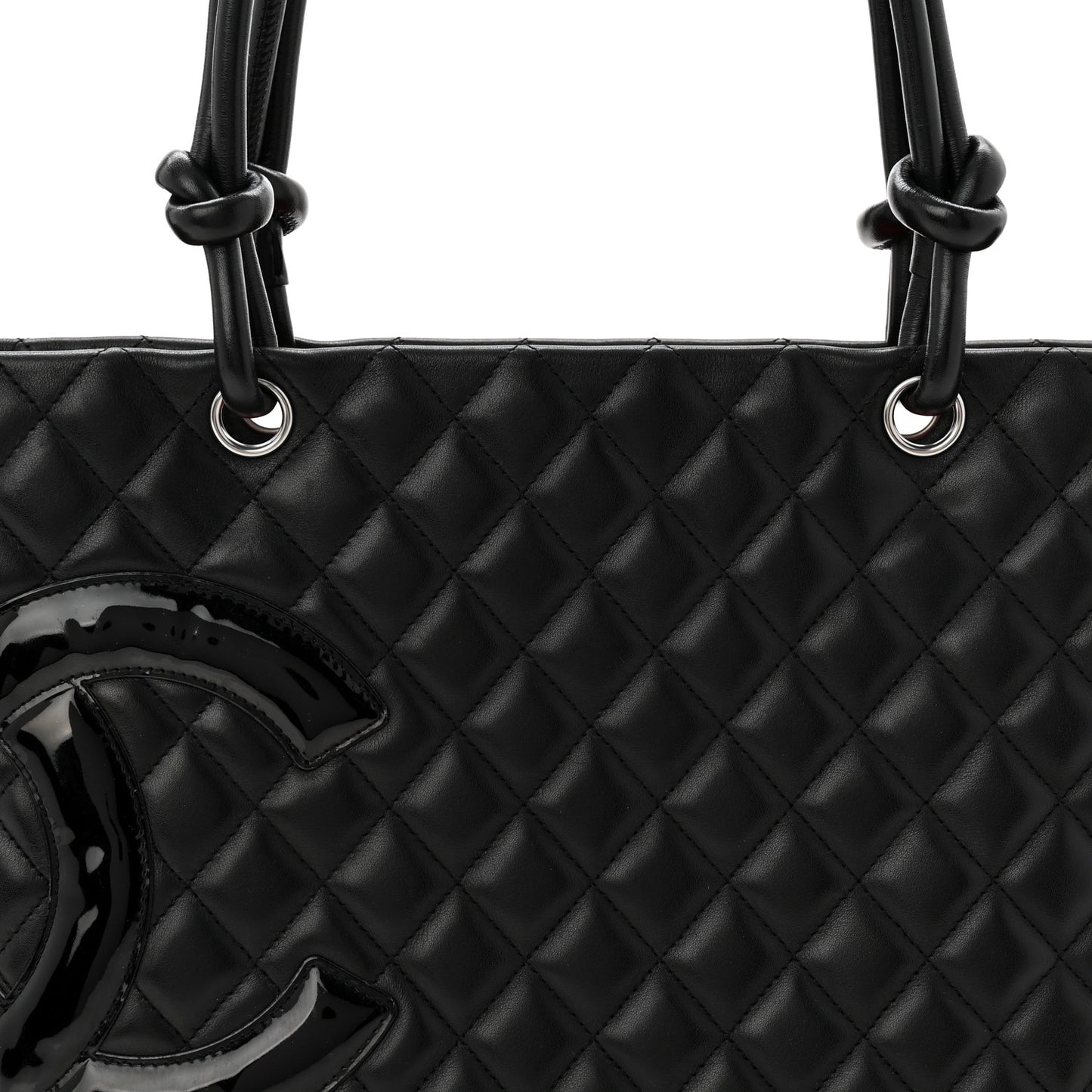 Calfskin Quilted Large Cambon Tote Black