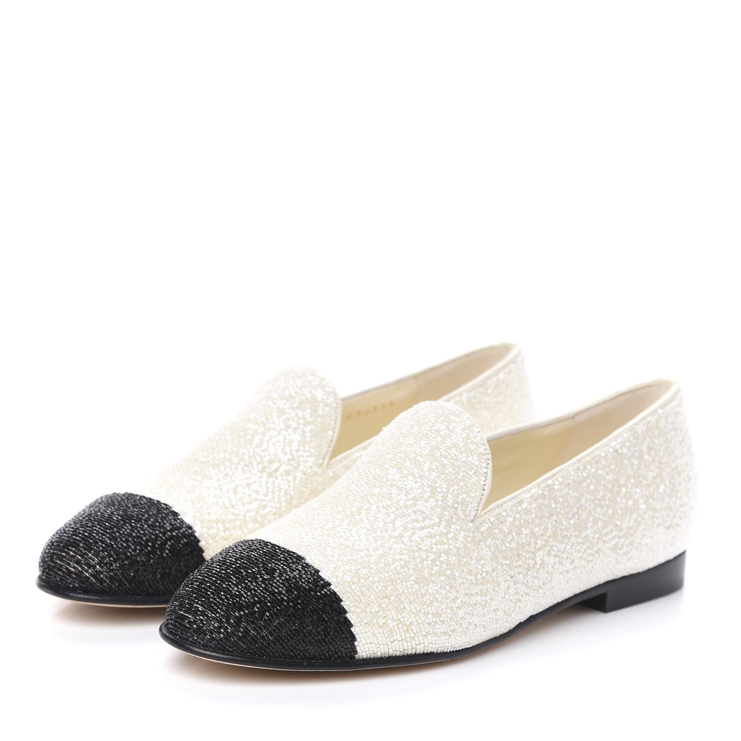 Pearls Embroidery Mocassin Loafers 35.5 Black Ivory