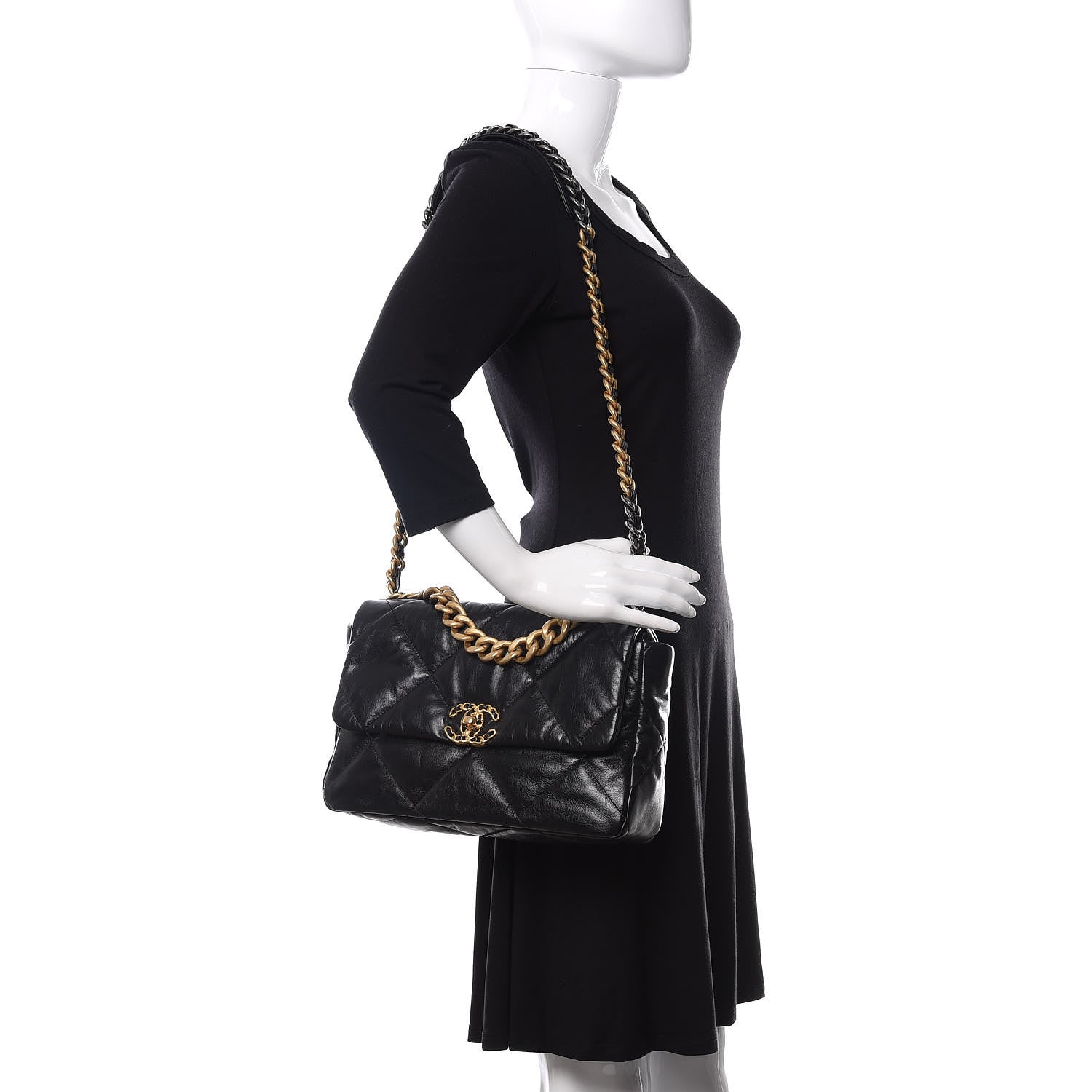 Chanel Goatskin Quilted Large 19 Flap Black 2 of 13