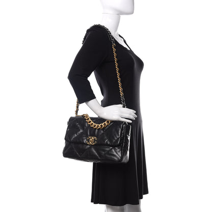 Chanel Goatskin Quilted Large 19 Flap Black 2 of 13