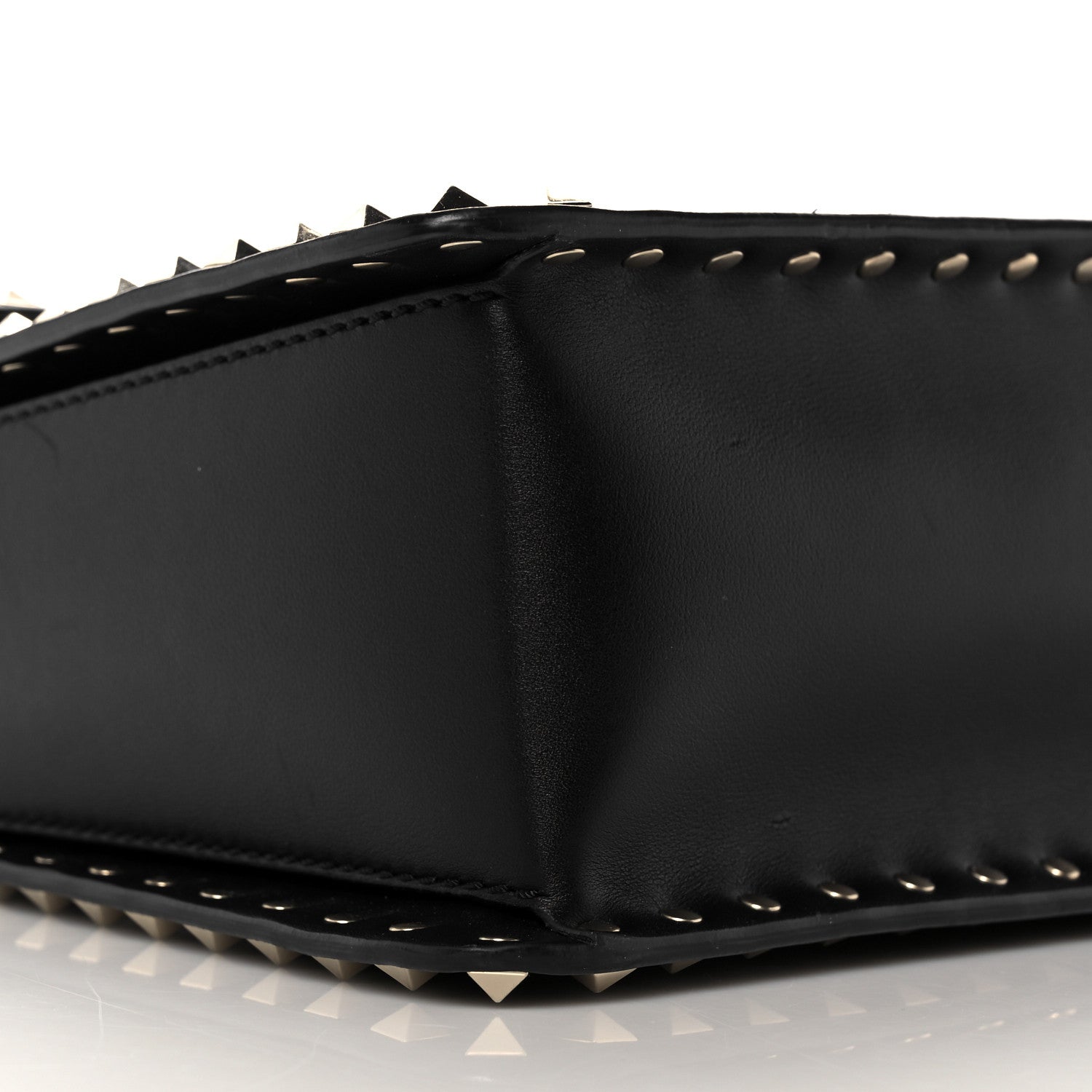 Valentino Garavani Vitello Medium Rockstud Single Handle Flap Bag Black 7 of 15