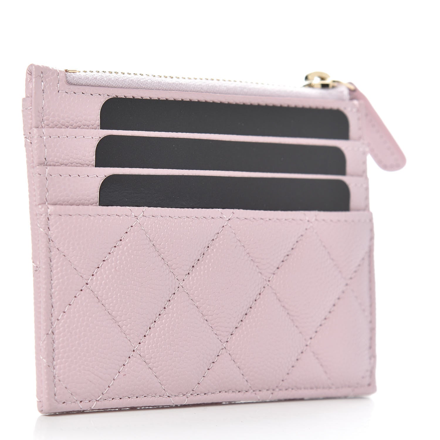 Chanel Caviar Quilted CC Zip Card Holder Light Pink 3 of 8