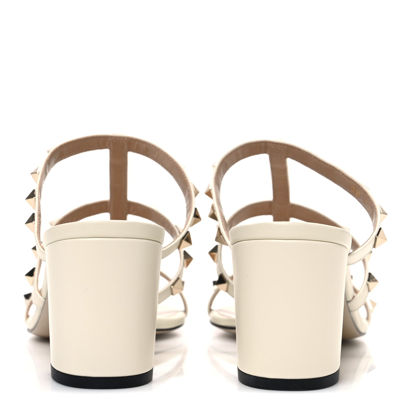 Calfskin Rockstud 60mm Caged Slide Sandals 40 Light Ivory