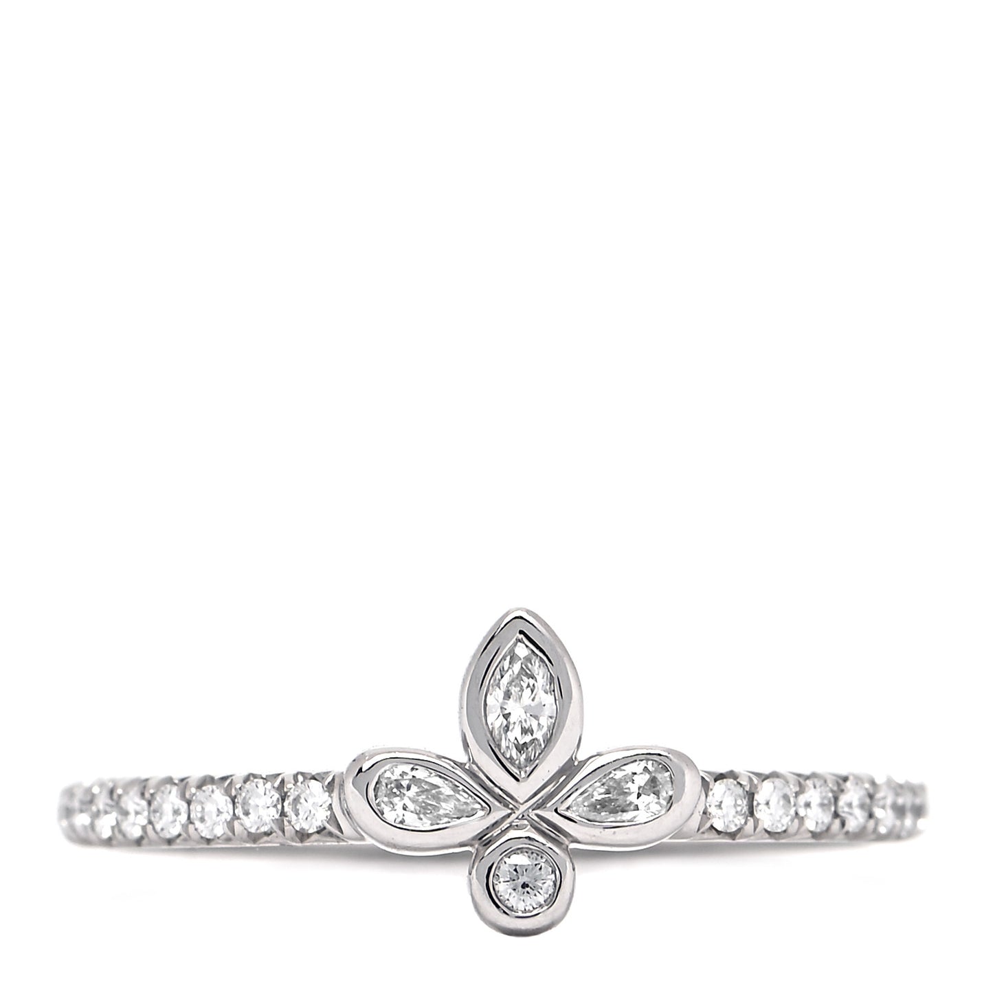 Platinum Diamond Fleur de Lis Band Ring 48 4.5