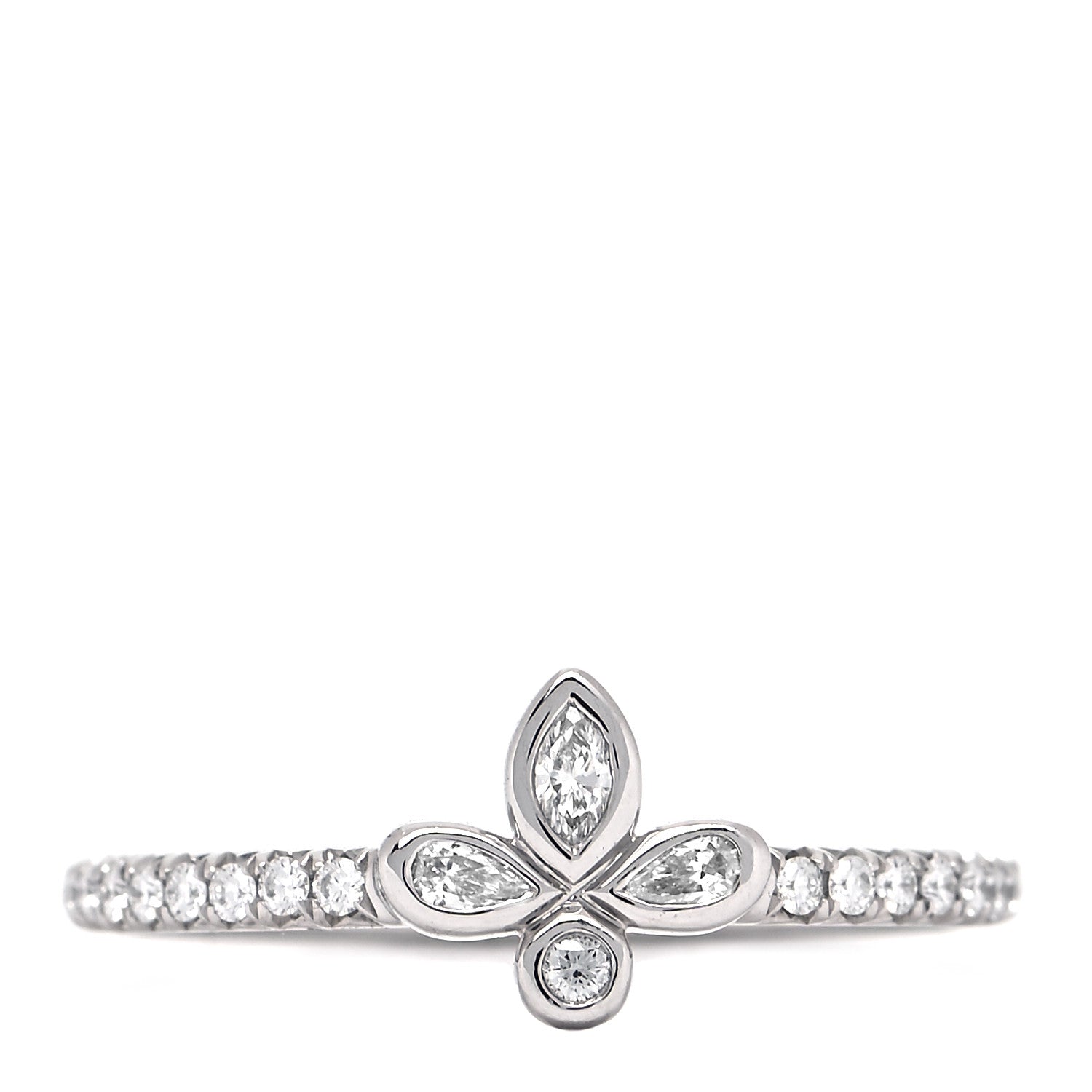 Tiffany Platinum Diamond Fleur de Lis Band Ring 48 4.5 1 of 5