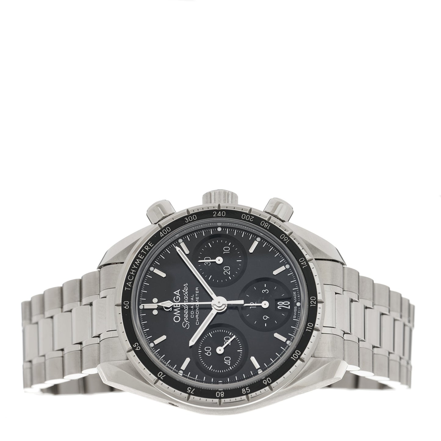 Stainless Steel 38mm Speedmaster Co-Axial Chronograph Automatic Watch Black 324.30.38.50.01.001