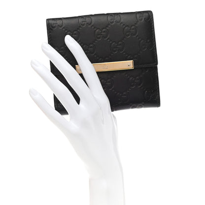 Gucci Guccissima Metal Bar French Flap Wallet Black 2 of 12