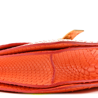 Celine Snakeskin Medium Classic Box Flap Orange 8 of 17