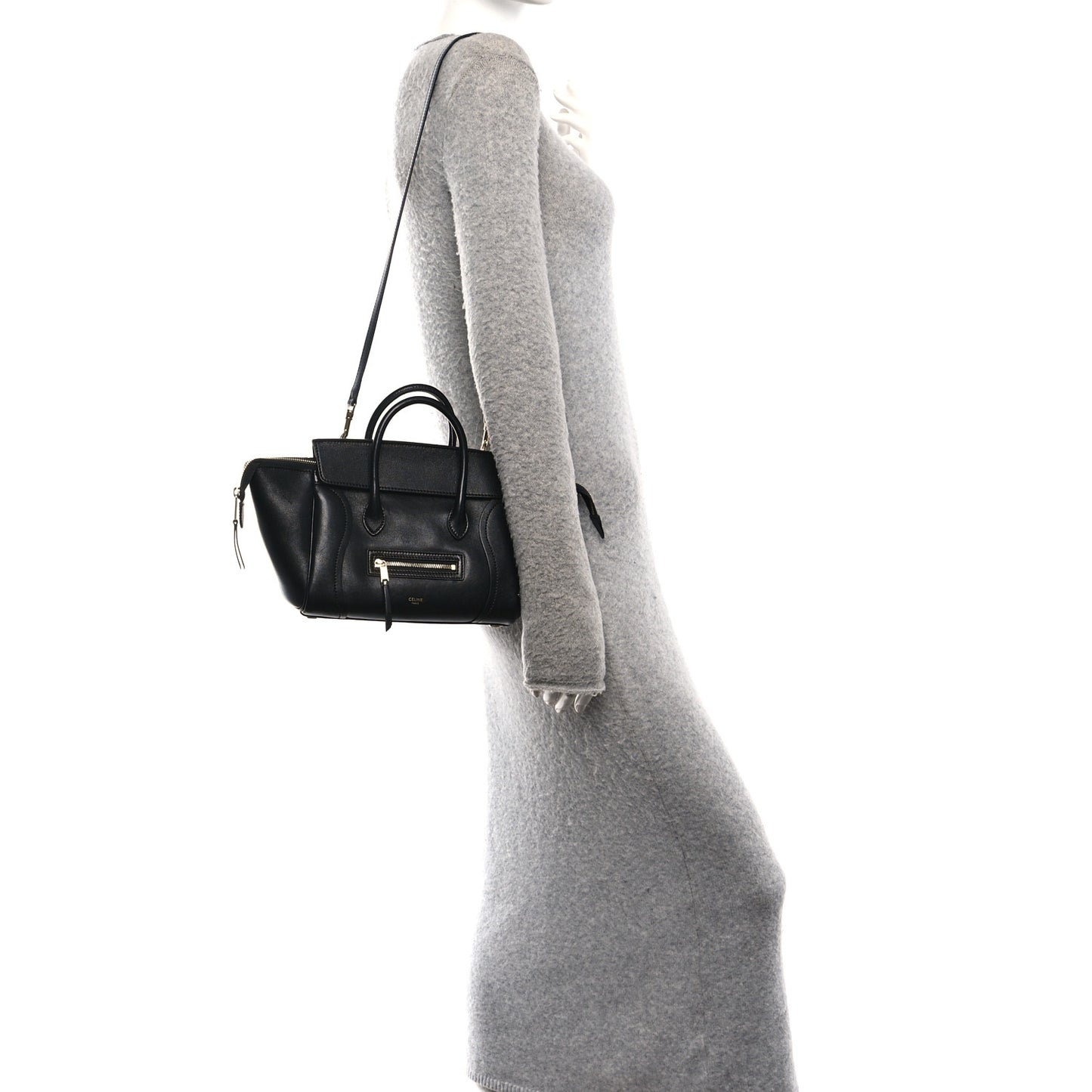 Supple Shiny Lambskin Little New Luggage Black