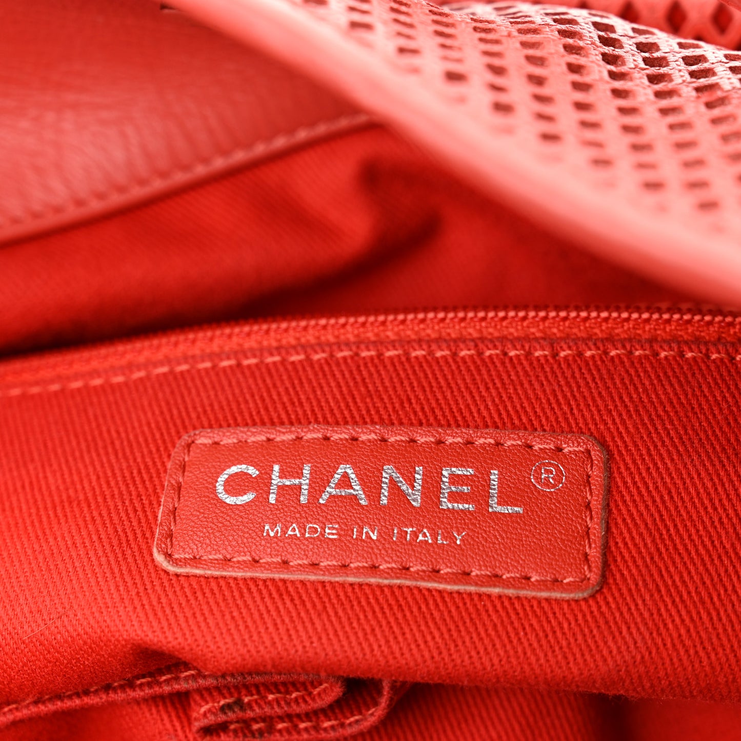 Calfskin Perforated Up In The Air North South Tote Red