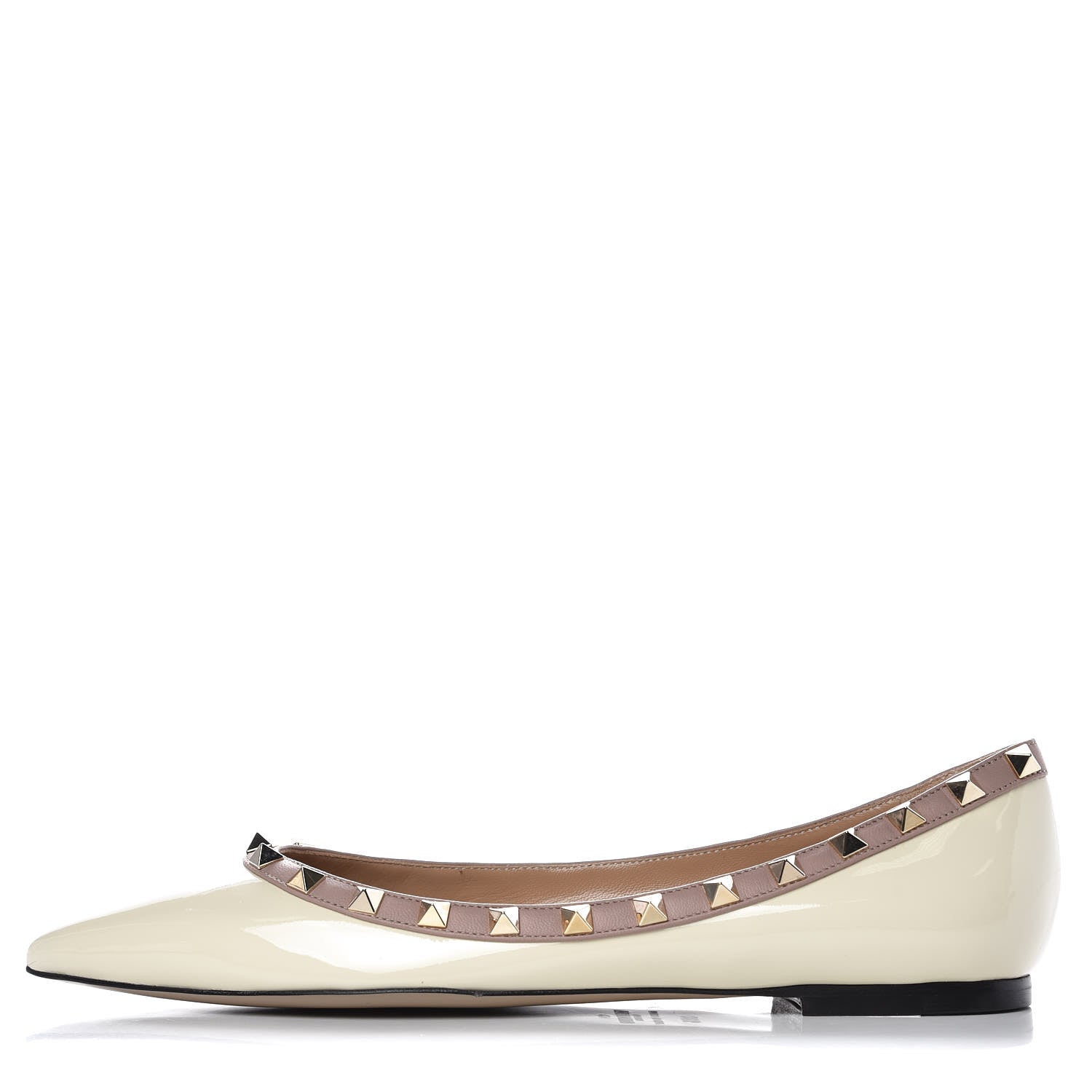 Valentino Garavani Patent Rockstud Ballerina Flats 38.5 Light Ivory Poudre 1 of 9