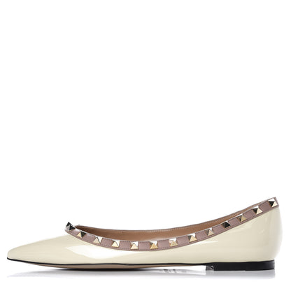 Valentino Garavani Patent Rockstud Ballerina Flats 38.5 Light Ivory Poudre 1 of 9