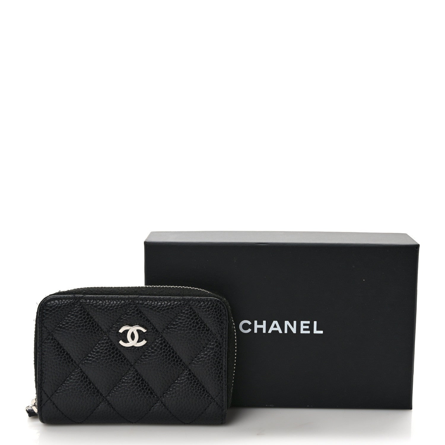 Chanel Caviar Quilted Zip Coin Purse Black 9 of 9