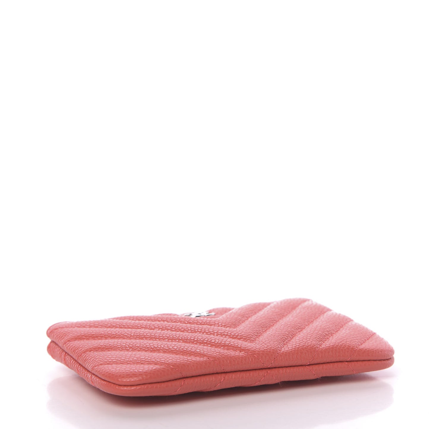 Caviar Chevron Quilted Small Cosmetic Case Coral