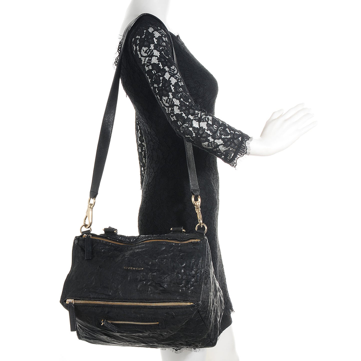 Tumbled Sheepskin Medium Pandora Bag Black
