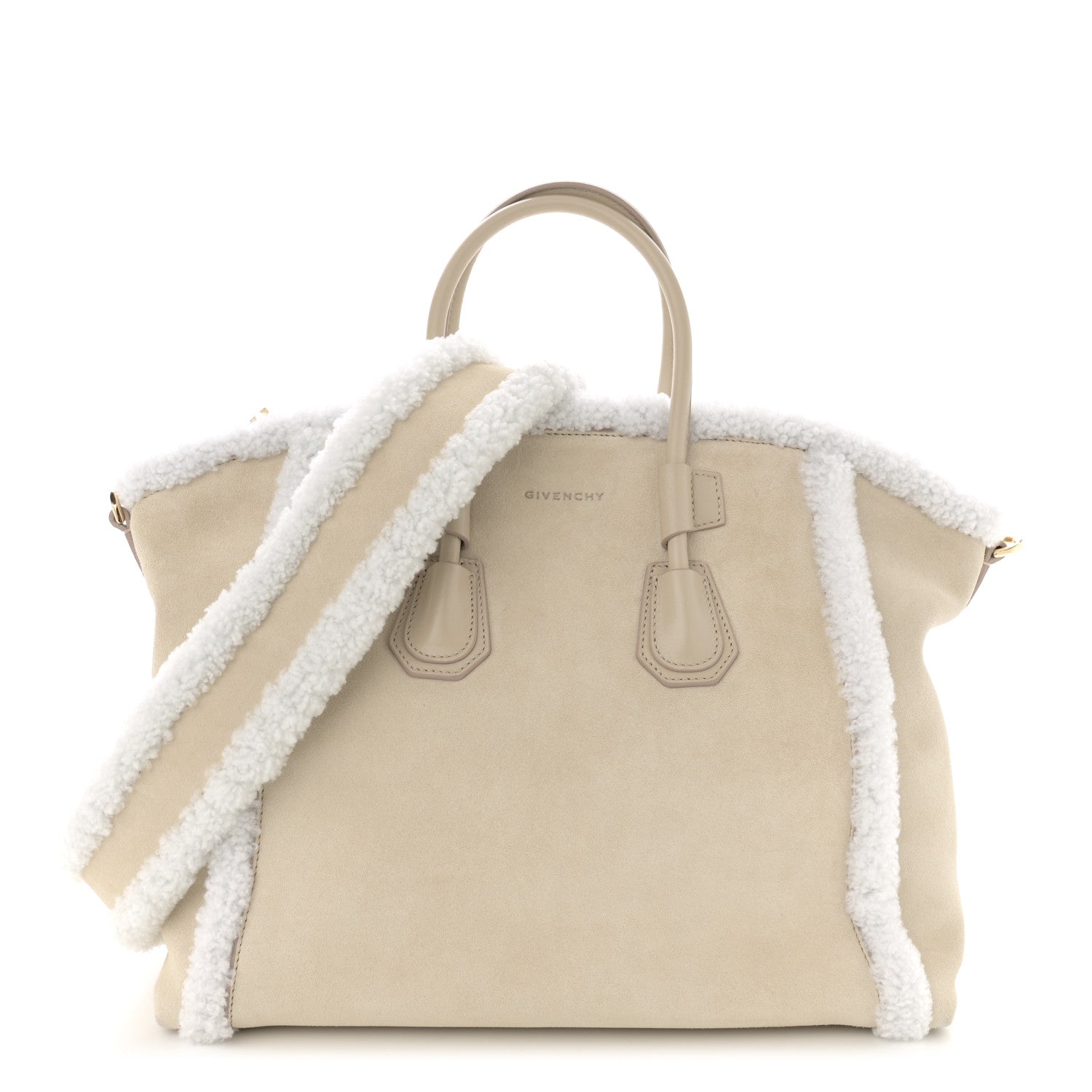 Givenchy Suede Shearling Small Antigona Natural Beige 1 of 15