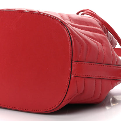 Gucci Calfskin Matelasse Sylvie Web GG Marmont Bucket Bag Hibiscus Red 9 of 9