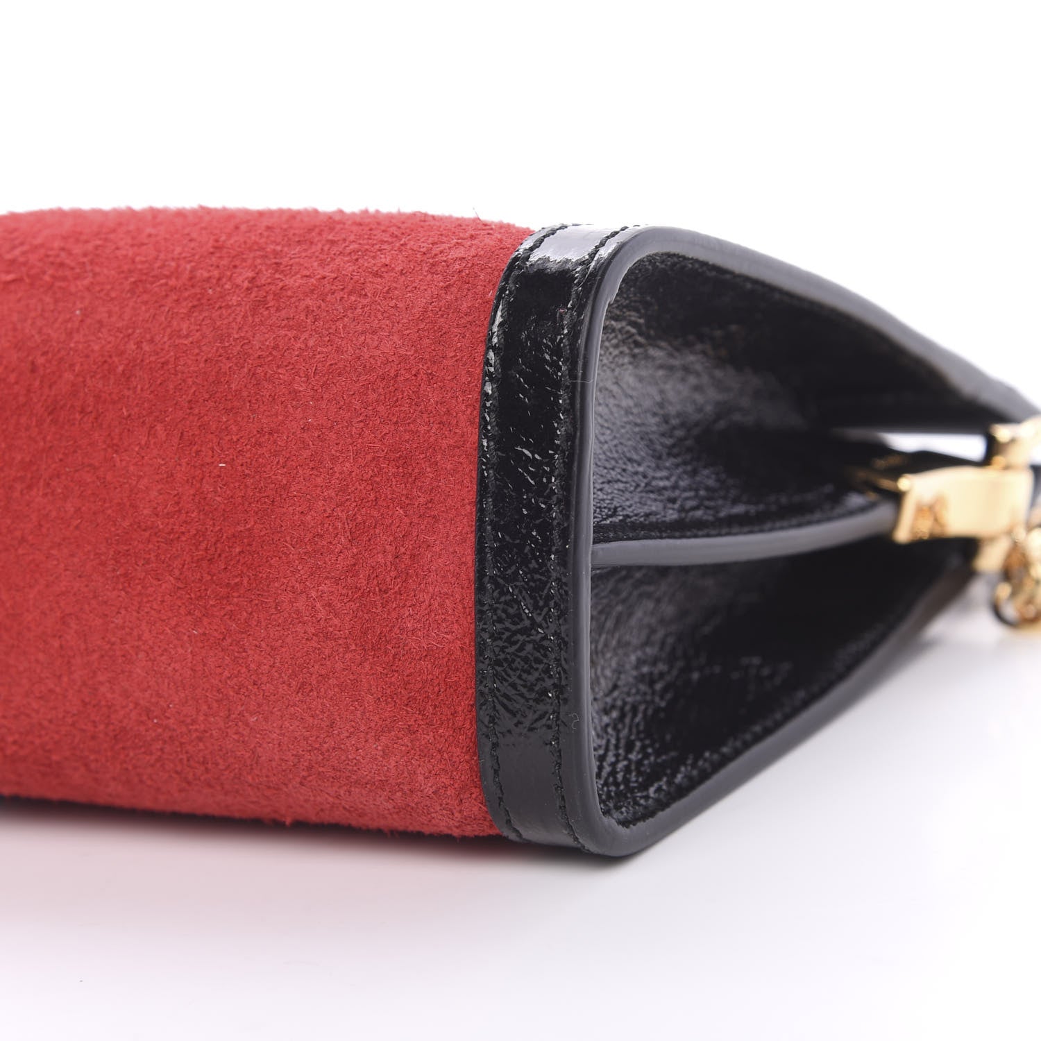 Gucci Suede Patent Web Small Ophidia Chain Shoulder Bag Hibiscus Red Black 9 of 10
