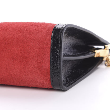 Gucci Suede Patent Web Small Ophidia Chain Shoulder Bag Hibiscus Red Black 9 of 10