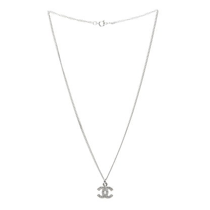Chanel Crystal Timeless CC Necklace Silver 3 of 6