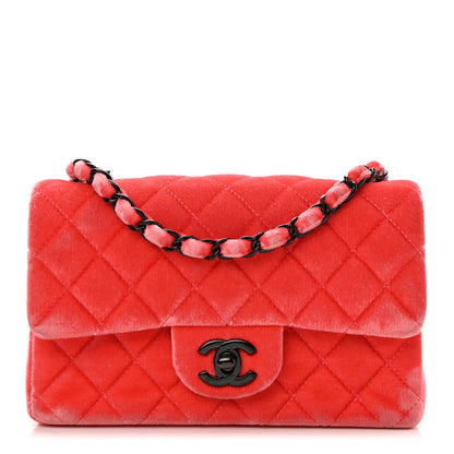 Chanel Velvet Quilted Mini Rectangular Flap Coral 1 of 10