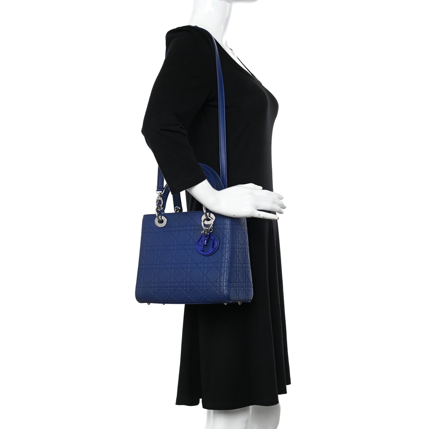 Christian Dior Ultra Matte Calfskin Cannage Medium Lady Dior Blue 2 of 11