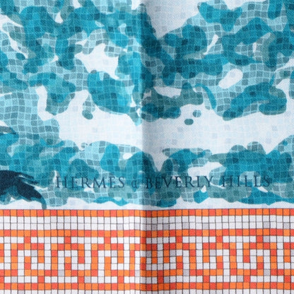 Hermes Silk A Beverly Hills Scarf 90 Bleu 3 of 5
