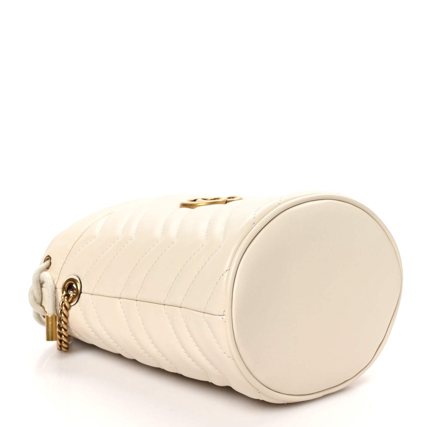 Calfskin Matelasse Mini GG Marmont 2.0 Bucket Bag White