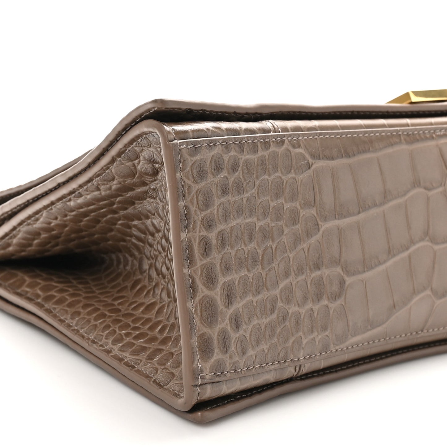 Extra Supple Calfskin Crocodile Embossed Medium Crush Chain Bag Mink Grey