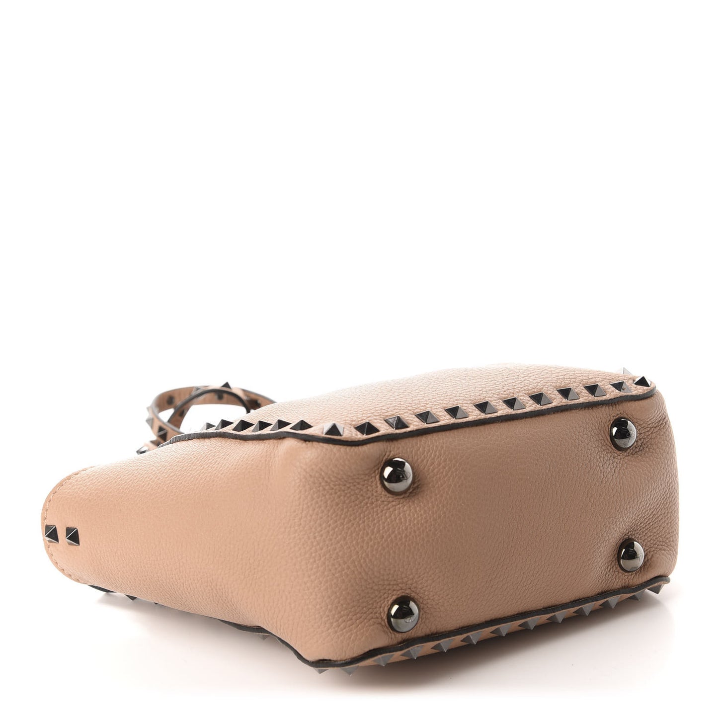 Pebbled Calfskin Mini Rockstud Tote Soft Noisette
