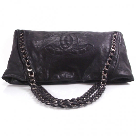 Luxe Ligne Modern Chain Hobo Black