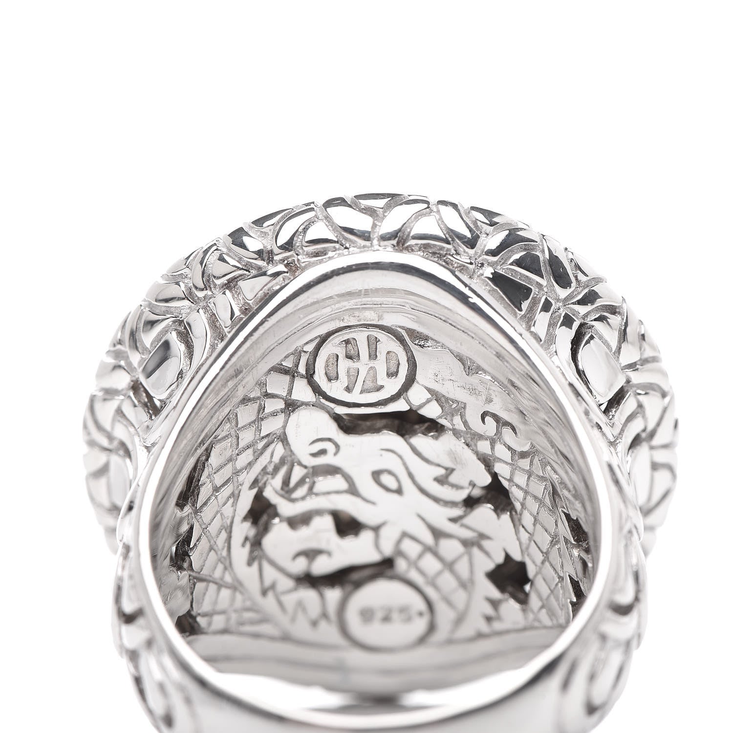 John Hardy Sterling Silver Diamond Naga Round Ring 54 7 5 of 6