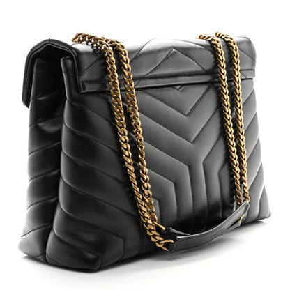 Saint Laurent Calfskin Y Quilted Monogram Medium Loulou Chain Satchel Black 3 of 11