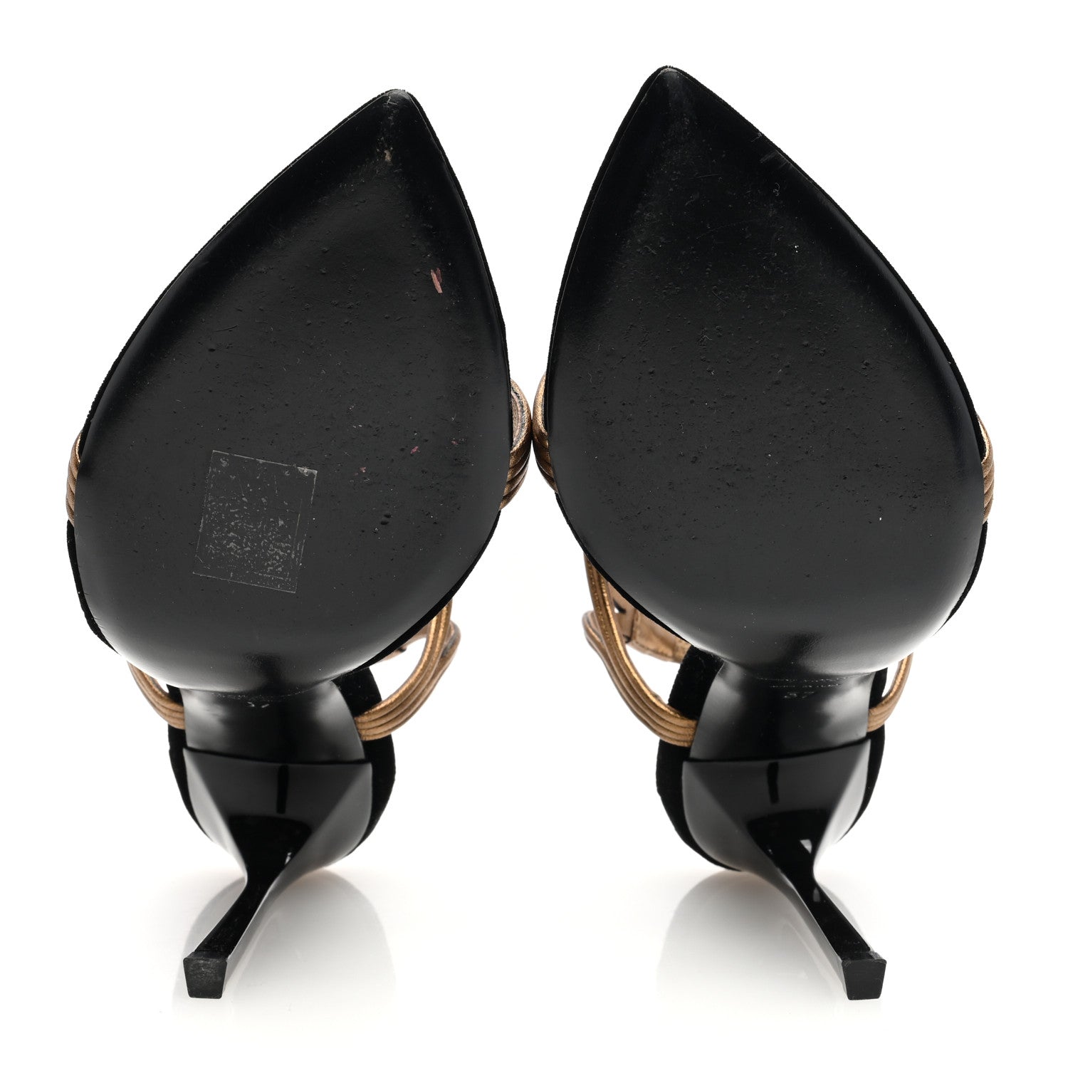 Saint Laurent Metallic Velvet Talitha Ankle Strap Sandals 37 Black Gold 5 of 7